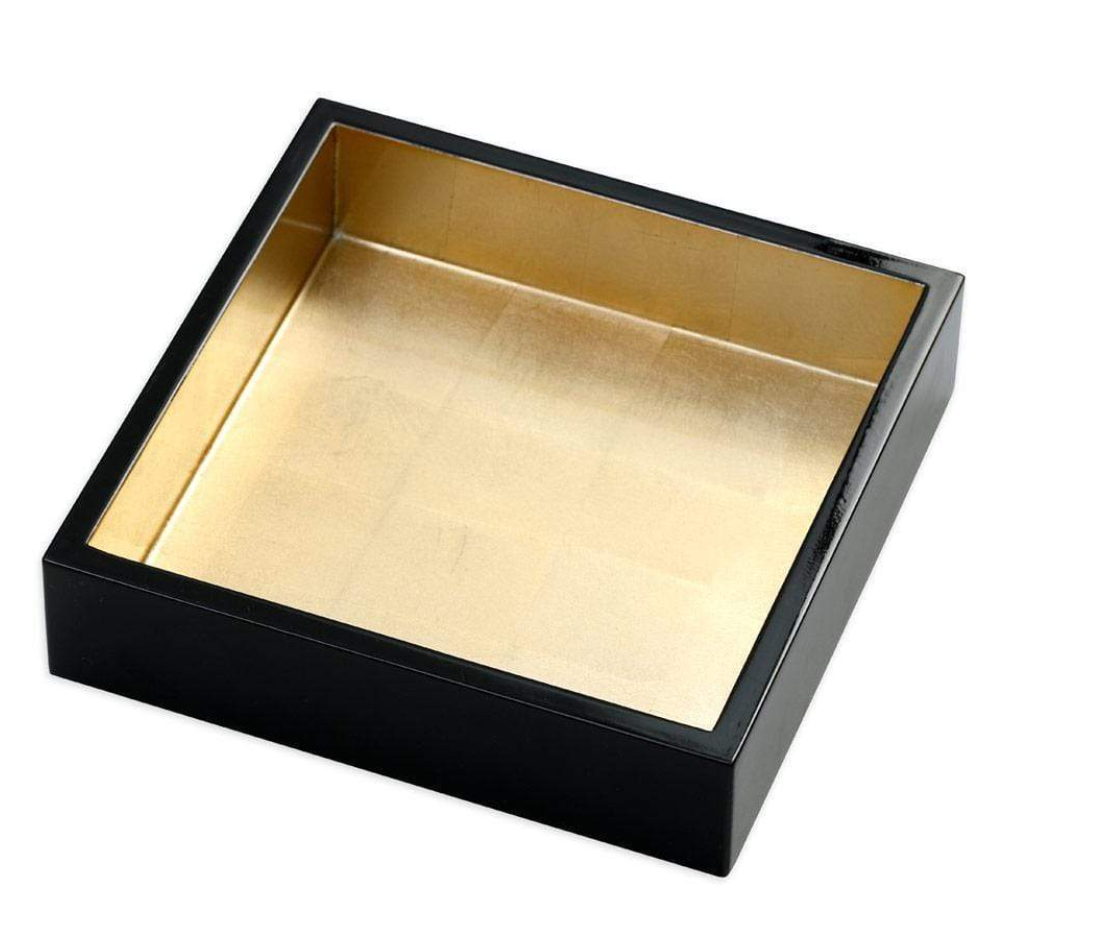 Lacquer Cocktail Napkin Holder in Black & Gold