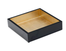 Load image into Gallery viewer, Lacquer Cocktail Napkin Holder in Black &amp; Gold
