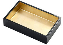 Load image into Gallery viewer, Lacquer Guest Towel Napkin Holders in Black With Gold
