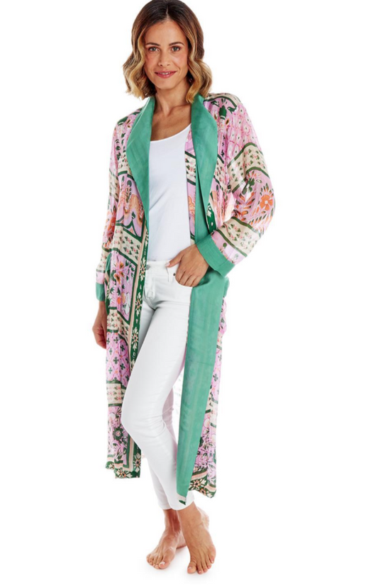 Pink Floral Long Robe