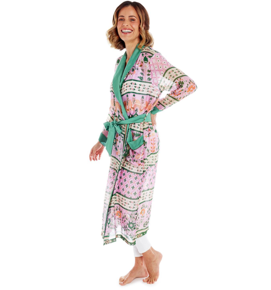 Pink Floral Long Robe