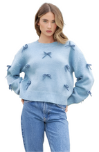 Load image into Gallery viewer, Blue Bow Embellished Sweater
