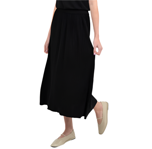 Black Pleated Midi Skirt