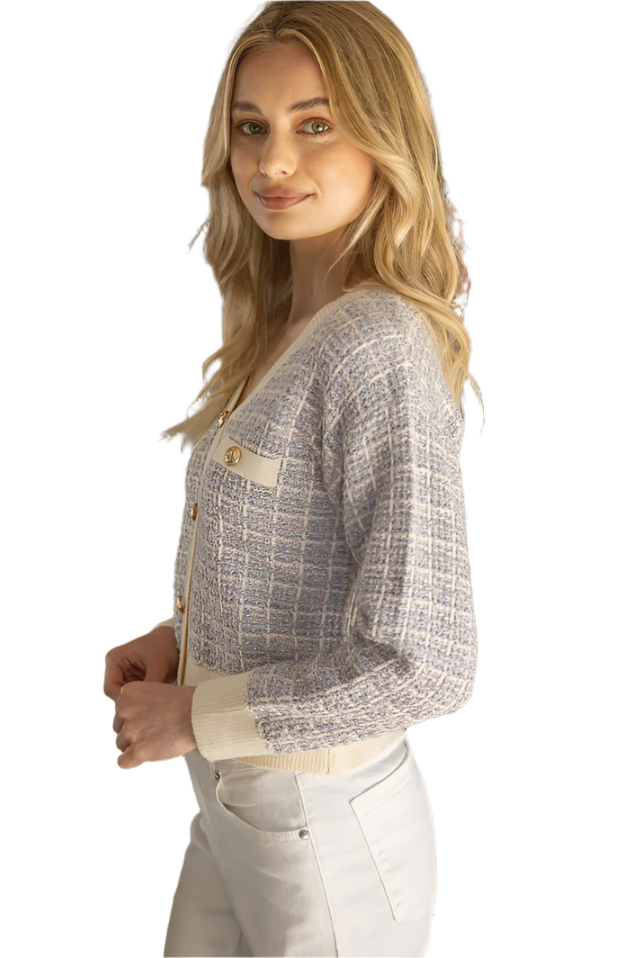 Lavender Tweed Cardigan