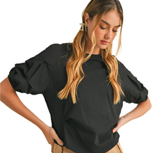 Load image into Gallery viewer, Black Tiered Sleeve Knit Top
