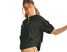 Load image into Gallery viewer, Black Tiered Sleeve Knit Top
