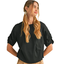 Load image into Gallery viewer, Black Tiered Sleeve Knit Top
