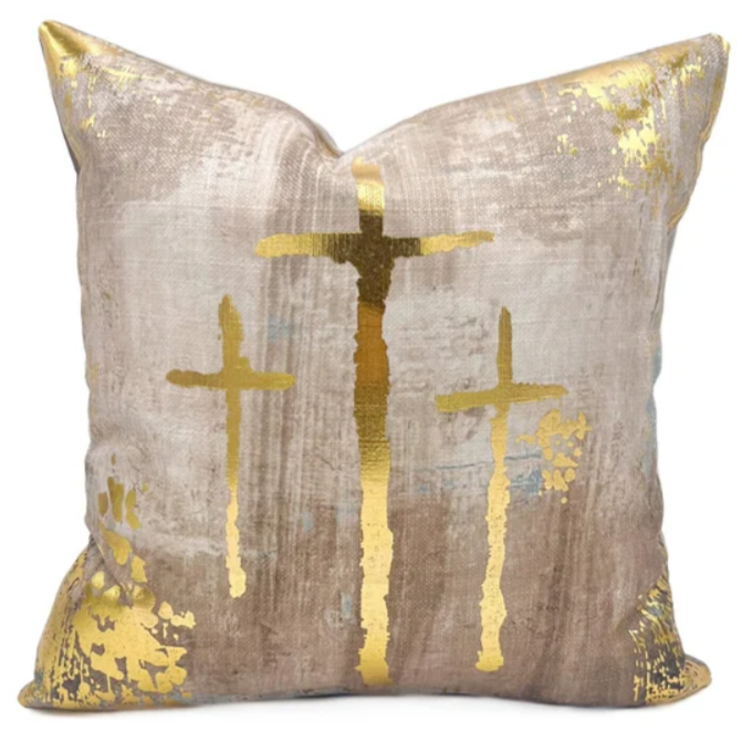 3 Cross Gold Foil Pillow