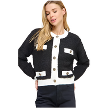 Load image into Gallery viewer, Black + White Cardigan Sweater
