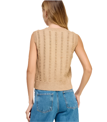 Tan Textured Sweater Vest