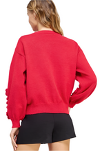 Load image into Gallery viewer, Red Flower Corsage Knitted Sweater
