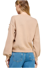 Load image into Gallery viewer, Oatmeal Flower Corsage Knitted Sweater
