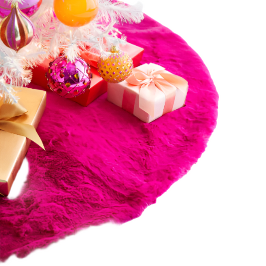 Pink 64" Reversible Fur Tree Skirt
