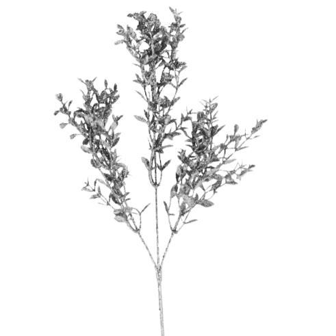 Silver Glitter Boxwood Spray