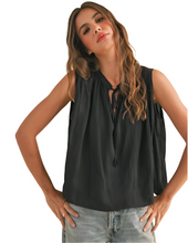 Load image into Gallery viewer, Black Sleeveless Tie Front Blouse
