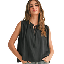 Load image into Gallery viewer, Black Sleeveless Tie Front Blouse
