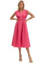 Load image into Gallery viewer, Magenta V-Neck Sleeveless Midi Dress
