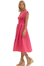 Load image into Gallery viewer, Magenta V-Neck Sleeveless Midi Dress
