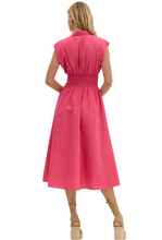 Load image into Gallery viewer, Magenta V-Neck Sleeveless Midi Dress
