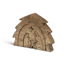Load image into Gallery viewer, Gilded Wooden Nativity Puzzle Set
