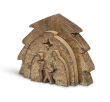 Load image into Gallery viewer, Gilded Wooden Nativity Puzzle Set
