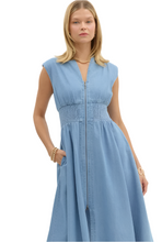 Load image into Gallery viewer, Denim V-Neck Sleeveless Midi Dress
