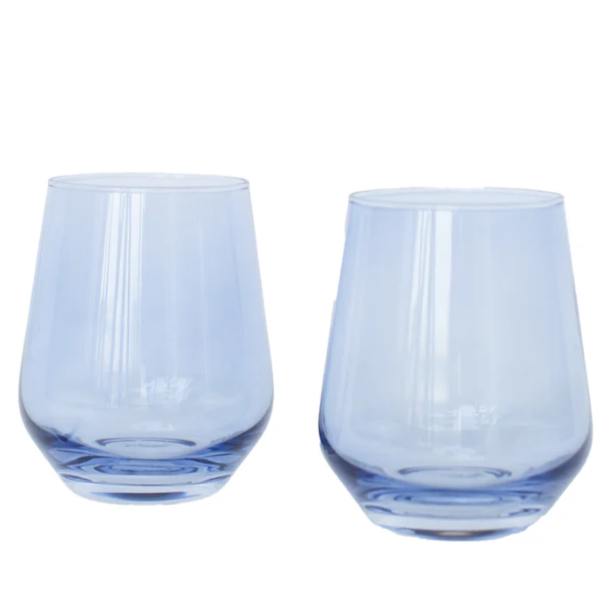 Estelle Colored Glass Cobalt Stemless Wine Glass