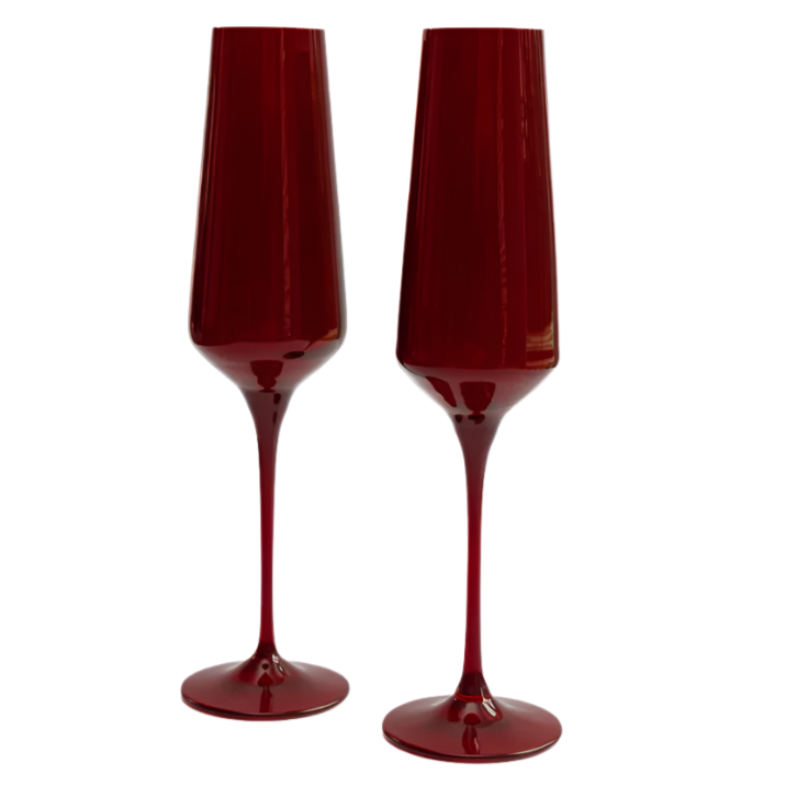Estelle Red Champagne Flute Set of 2