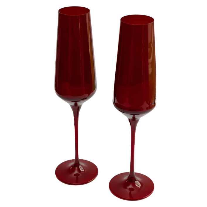 Estelle Red Champagne Flute Set of 2