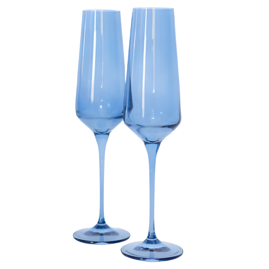 Estelle Colored Glass Cobalt Champagne Flute - Set of 2