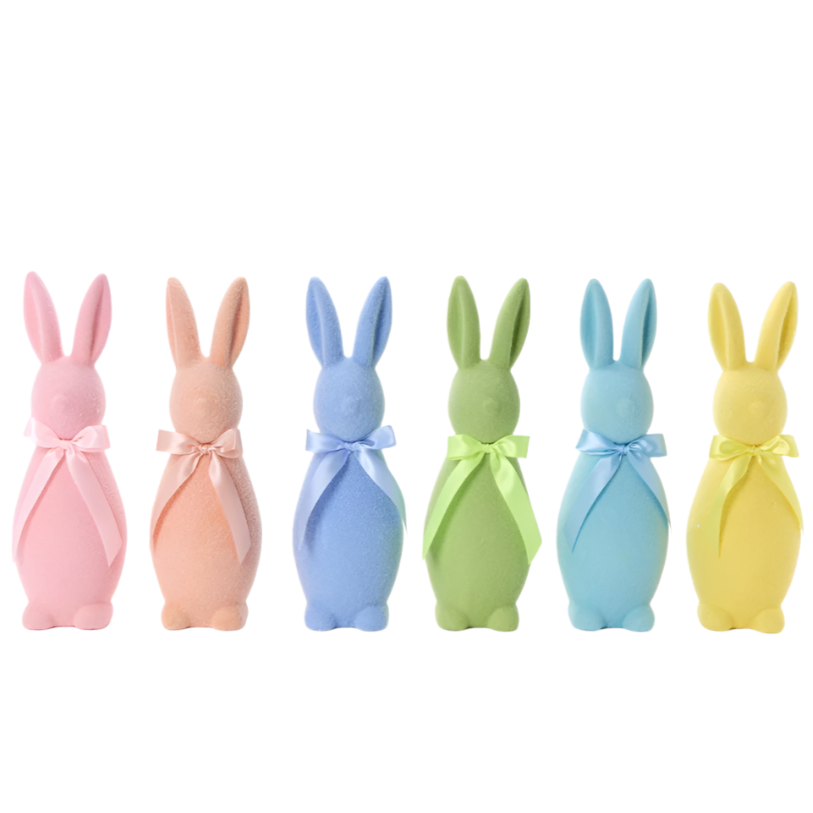 Flocked Easter Bunny with Bow