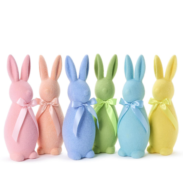 Flocked Easter Bunny with Bow