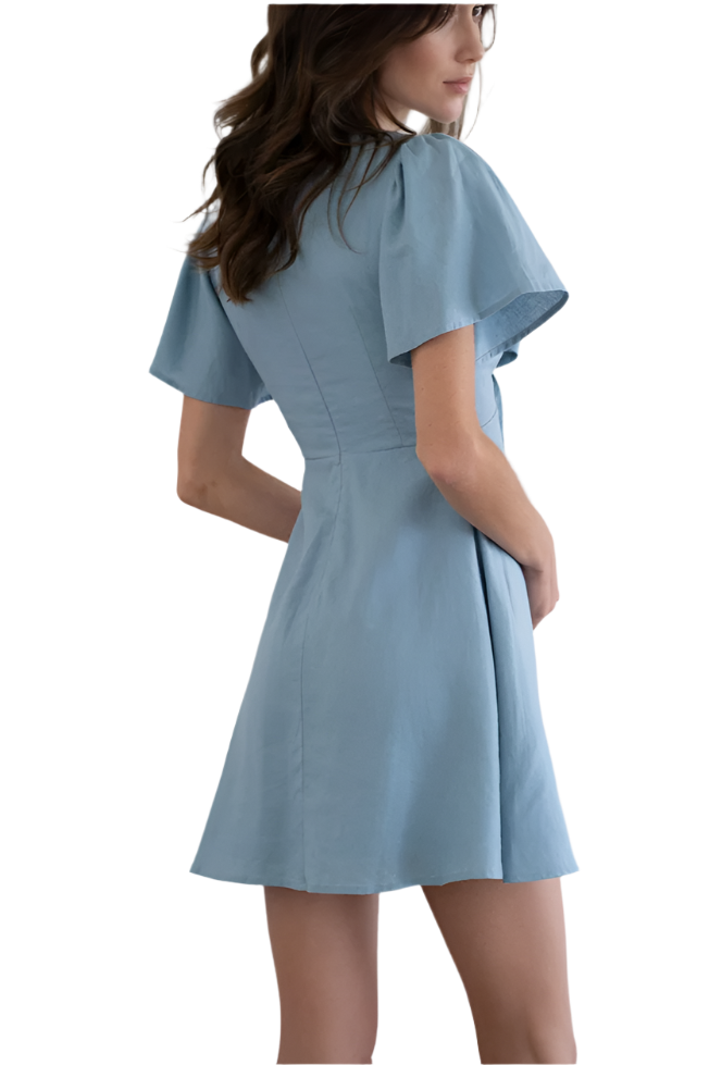 Powder Blue Tie-Front Mini Dress