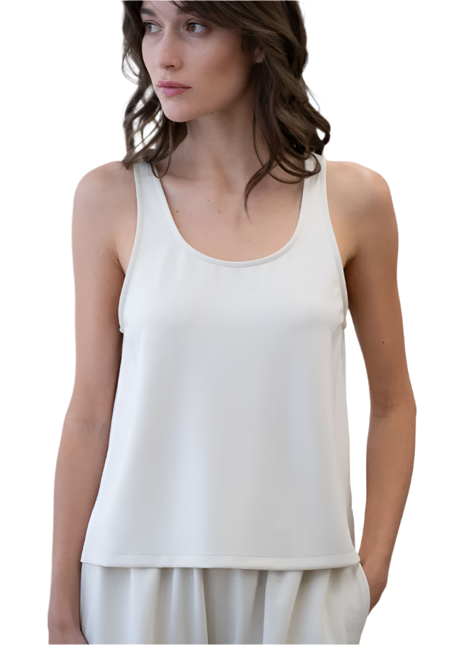 Ivory Scoop Neck Cropped Tank