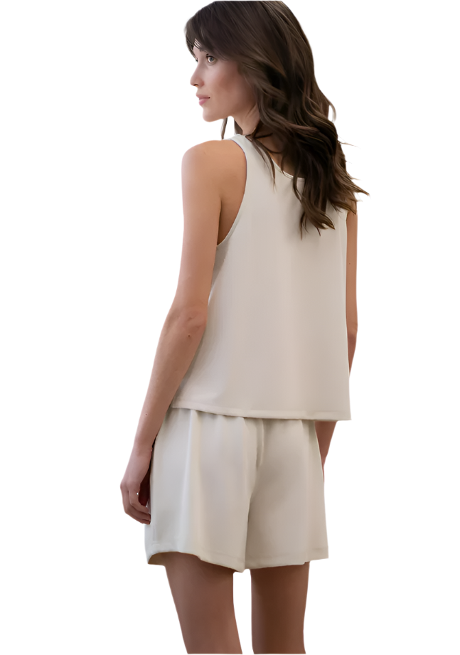 Ivory Scoop Neck Cropped Tank