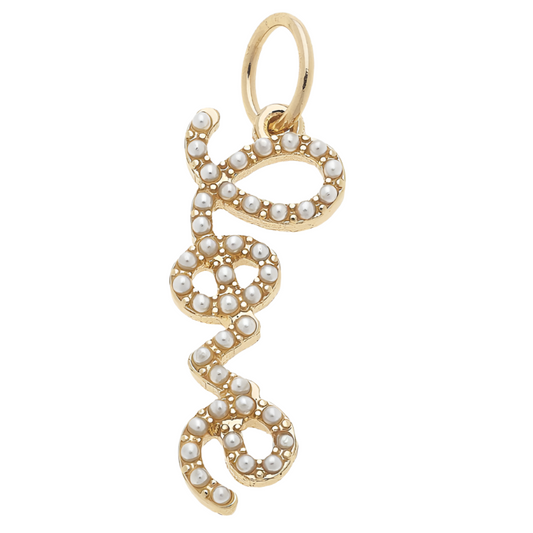 "Love" Pearl Studded Script Charm