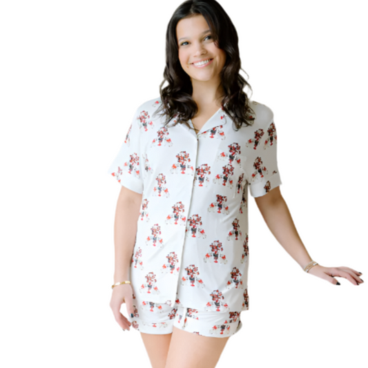 Red and Black  Pajama Short Set