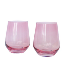 Load image into Gallery viewer, Estelle Colored Glass Rose Stemless Wine Glass
