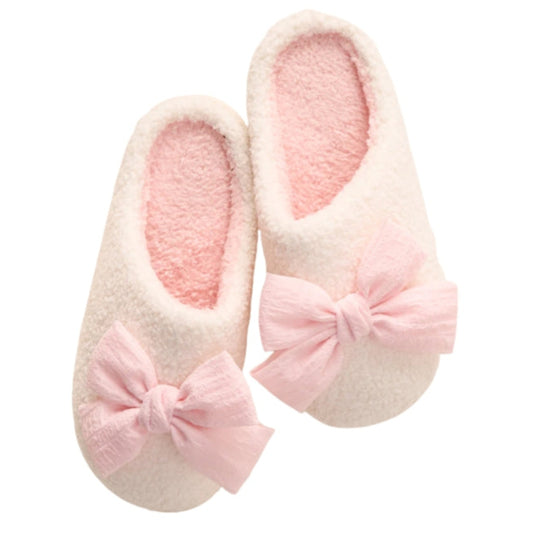 Pink Bow Fuzzy Slippers