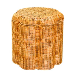 Scalloped Wicker Storage Ottoman/Stool
