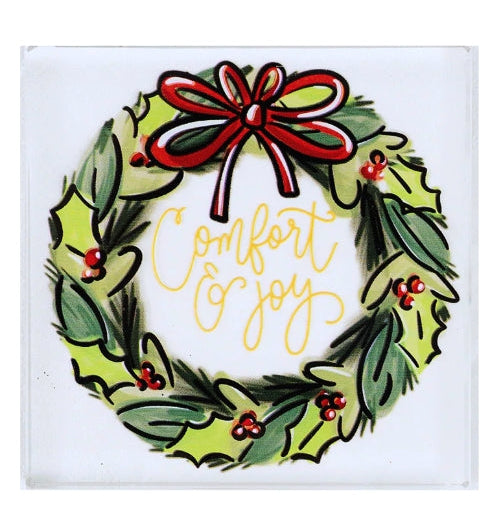 Comfort & Joy Wreath Acrylic Block