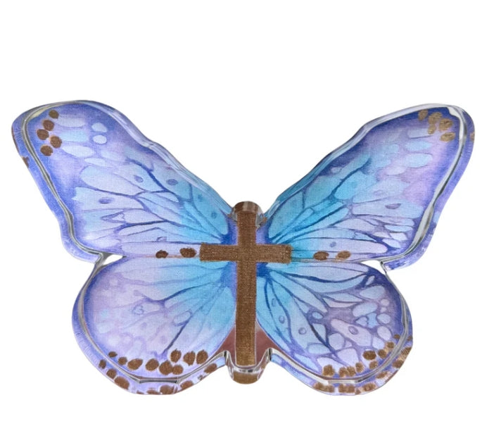 Blue Cross Butterfly Acrylic Shelfie