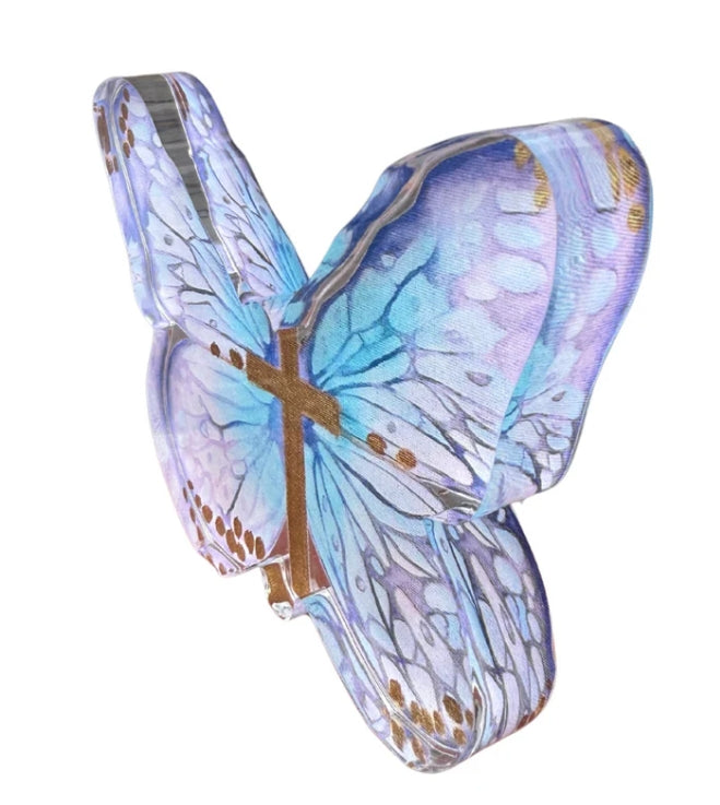 Blue Cross Butterfly Acrylic Shelfie