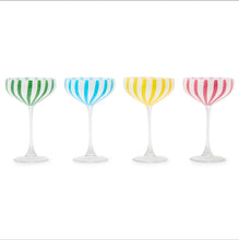 Load image into Gallery viewer, Striped Hand-Painted Coupe Glasses
