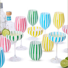 Load image into Gallery viewer, Striped Hand-Painted Coupe Glasses
