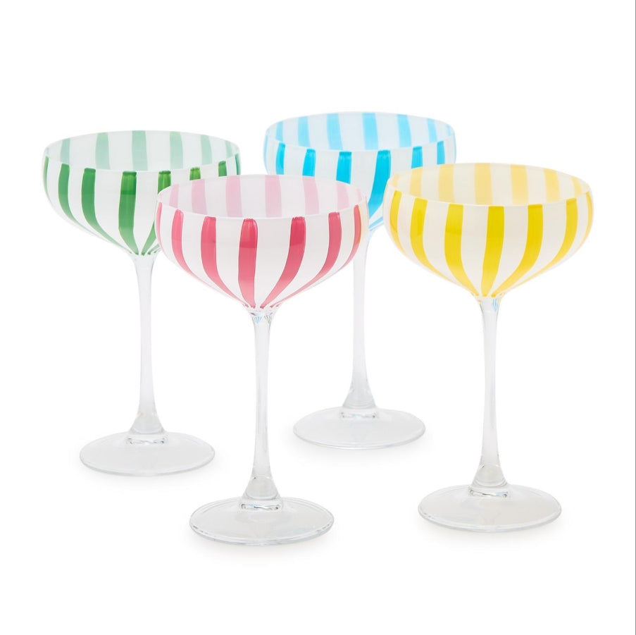 Striped Hand-Painted Coupe Glasses