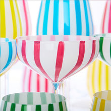 Load image into Gallery viewer, Striped Hand-Painted Coupe Glasses
