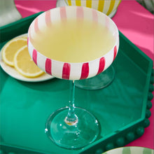 Load image into Gallery viewer, Striped Hand-Painted Coupe Glasses
