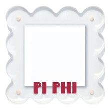 Load image into Gallery viewer, White frame with scalloped edges and &#39;PI PHI&#39; text in red on a white background
