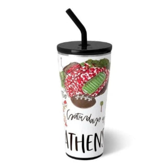 Tumbler with a cactus design and text on a white background